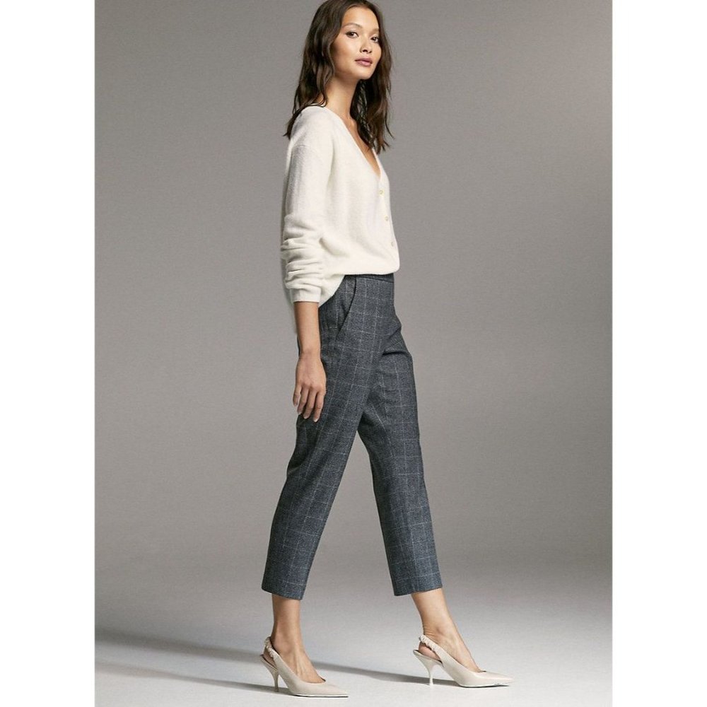 Aritzia Babaton Conan Cashmere Wool Stretch Dress Pant Crop Trousers Plaid Check - Picture 16 of 16